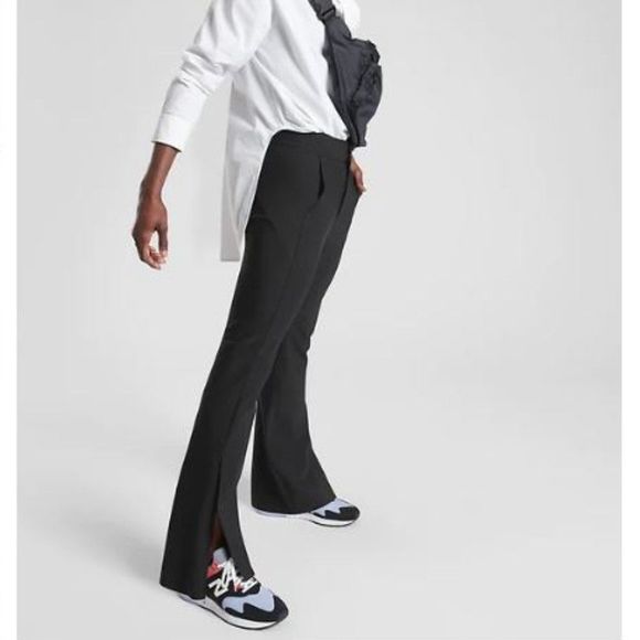 Athleta Pants - NWT! Athleta Stellar Flare Trousers w/ bottom side zip Black - Size 26